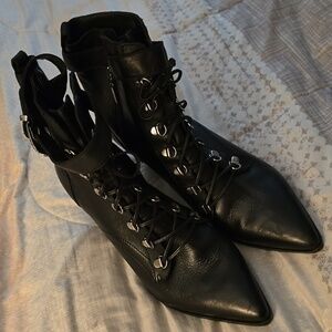 Schutz Ankle lace up black leather boots size 10B